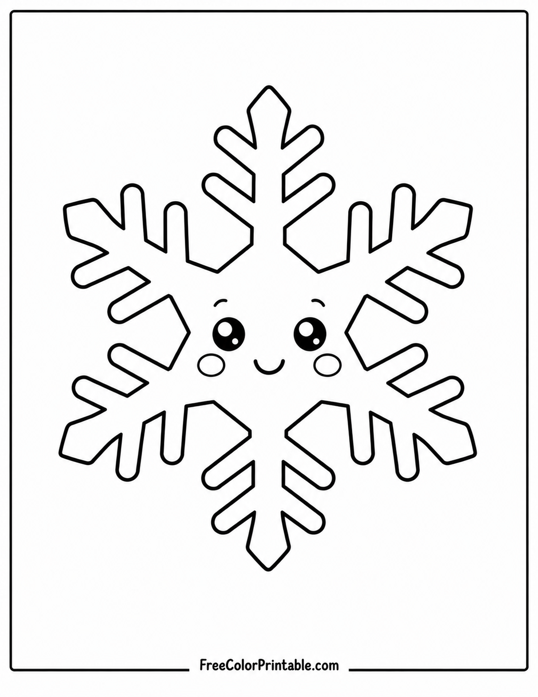 Kawaii snowflake for coloring Coloring Page — Free Printable — free printable coloring page